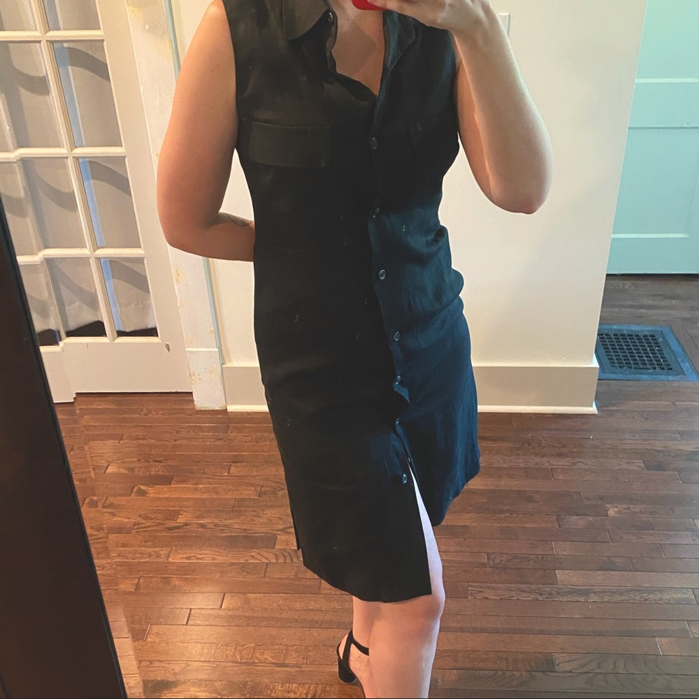 Linen Button Dress | BLACK